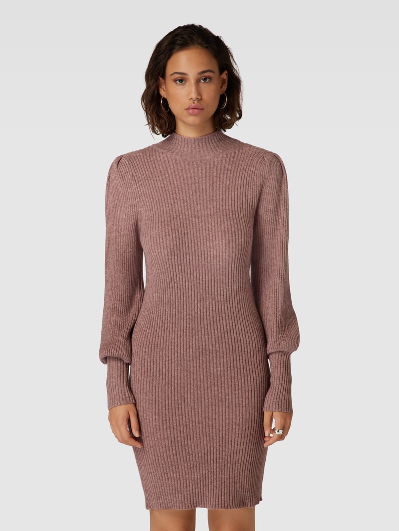 Strickkleid mit Stehkragen Modell 'KATIA' in mittelbraun