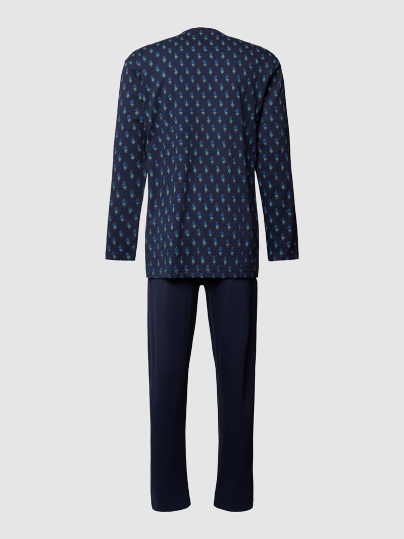Pyjama mit Allover-Muster Modell 'PURE COTTON' in blau