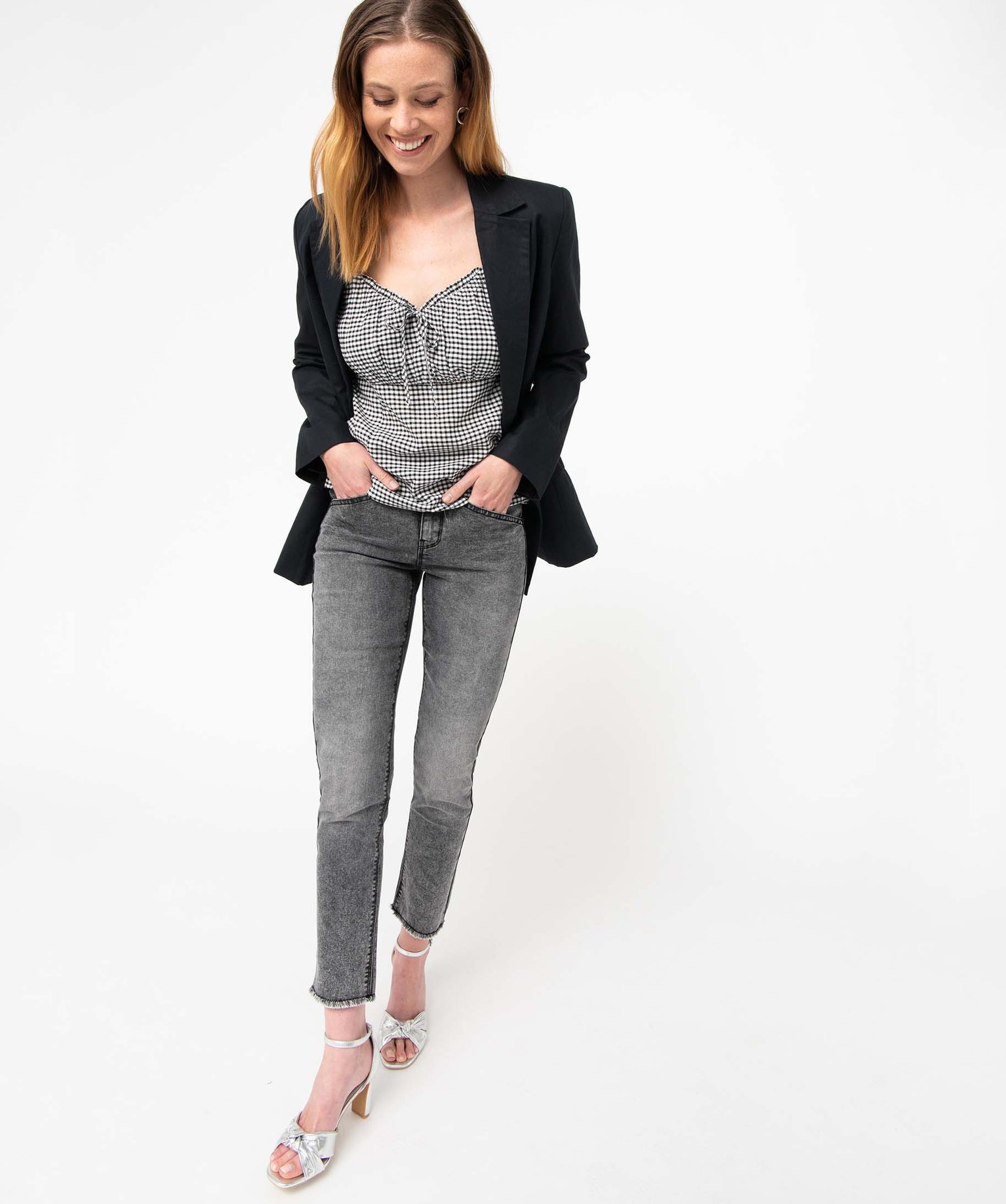 Blouse femme à larges bretelles smockées imprime | GEMO