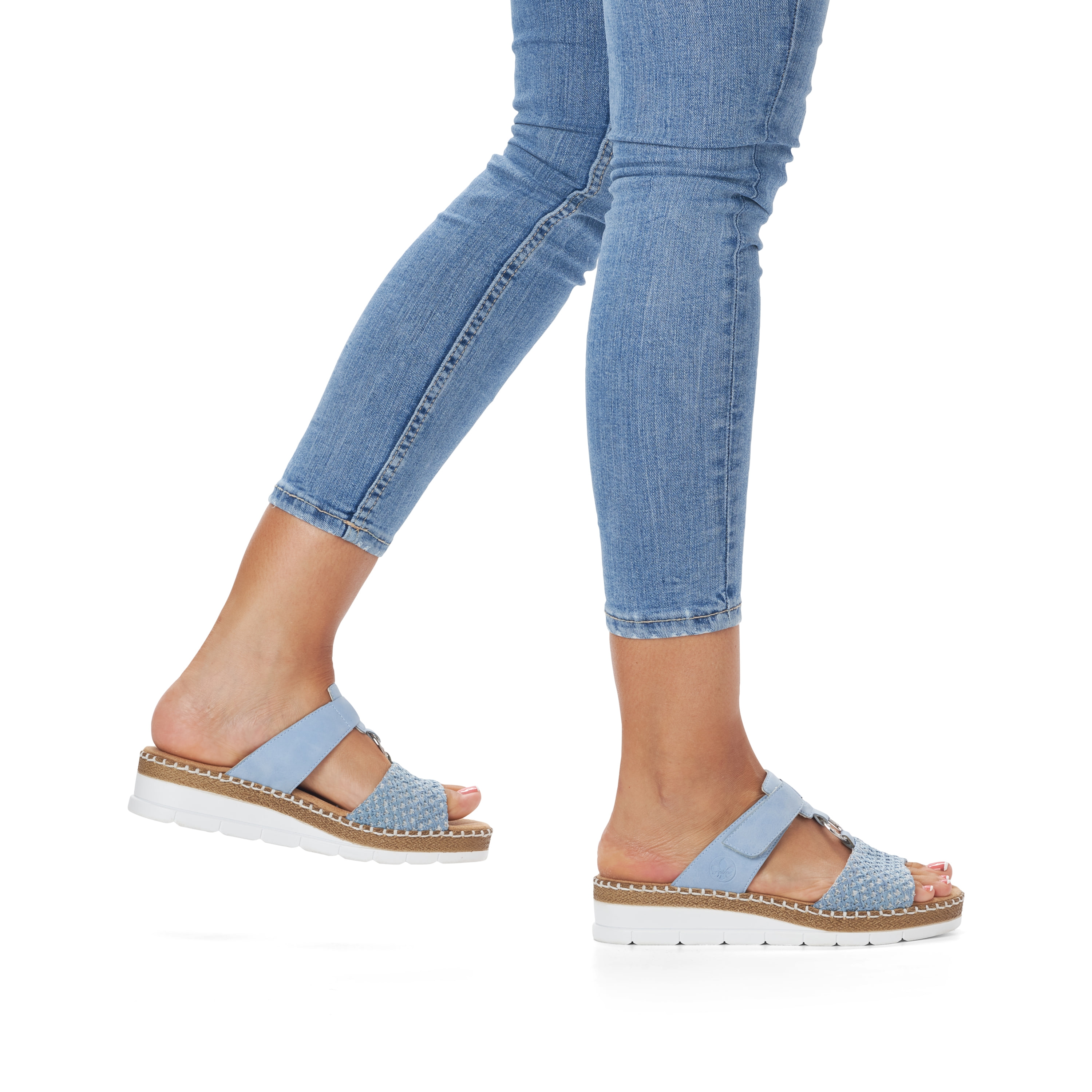 Rieker Damen Pantoletten hellblau