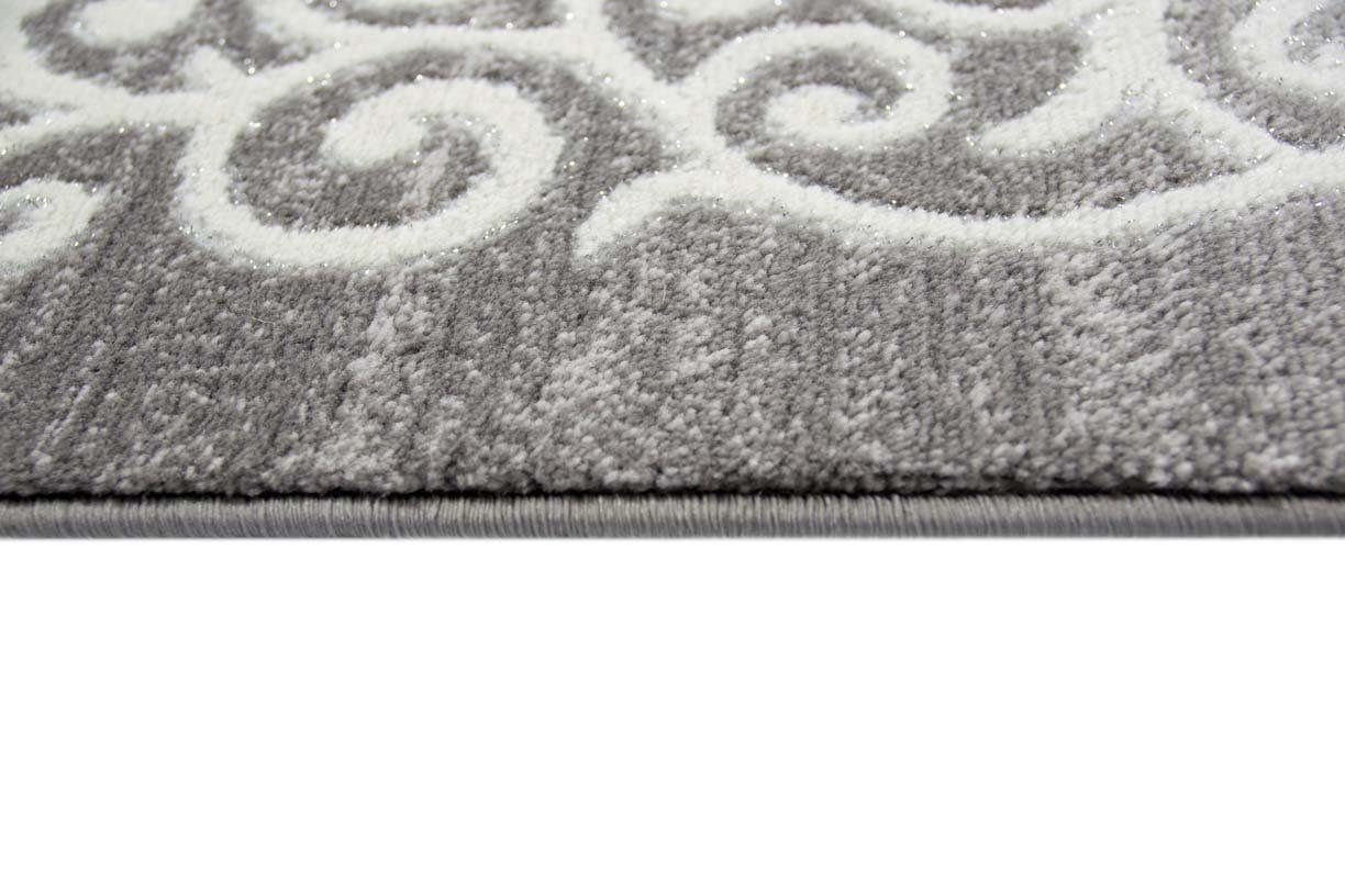 Teppich Moderner Teppich Designer Teppich Orientteppich mit Glitzer Wohnzimmer Teppich mit Floral Muster Meliert in Grau Creme, Teppich-Traum, rechteckig, Höhe: 12 mm