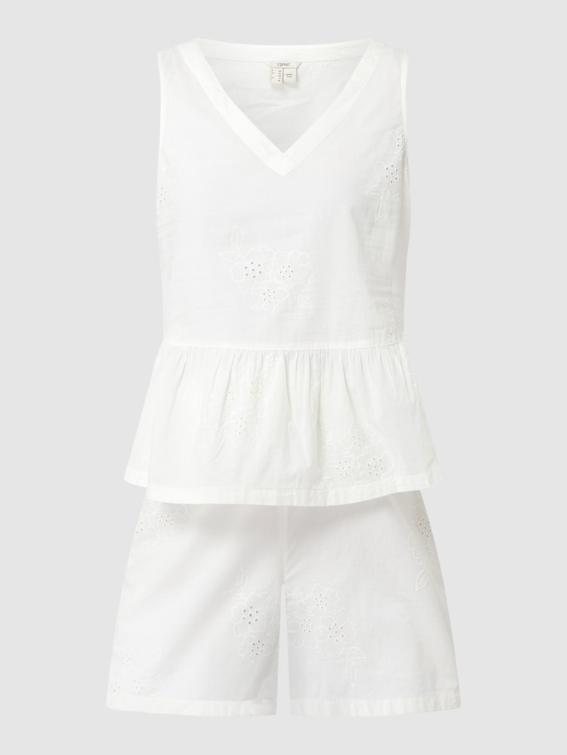 Pyjama aus Lochspitze in offwhite