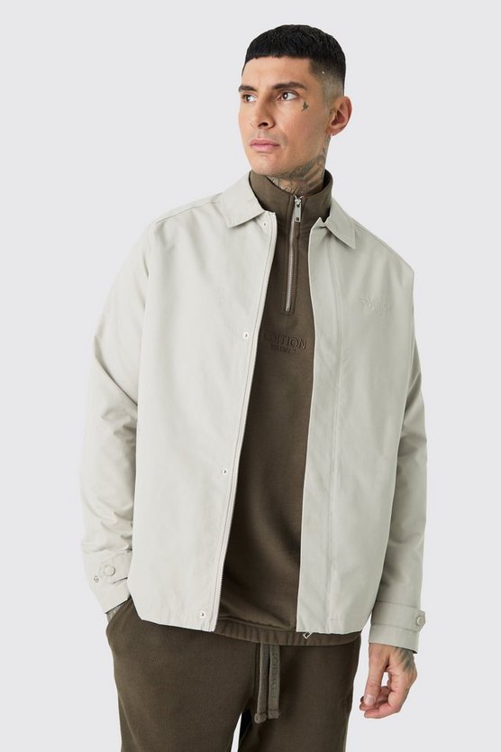 Tall bestickte Twill-Jacke