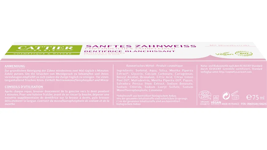 CATTIER Sanftes Zahnweiss 75 ml