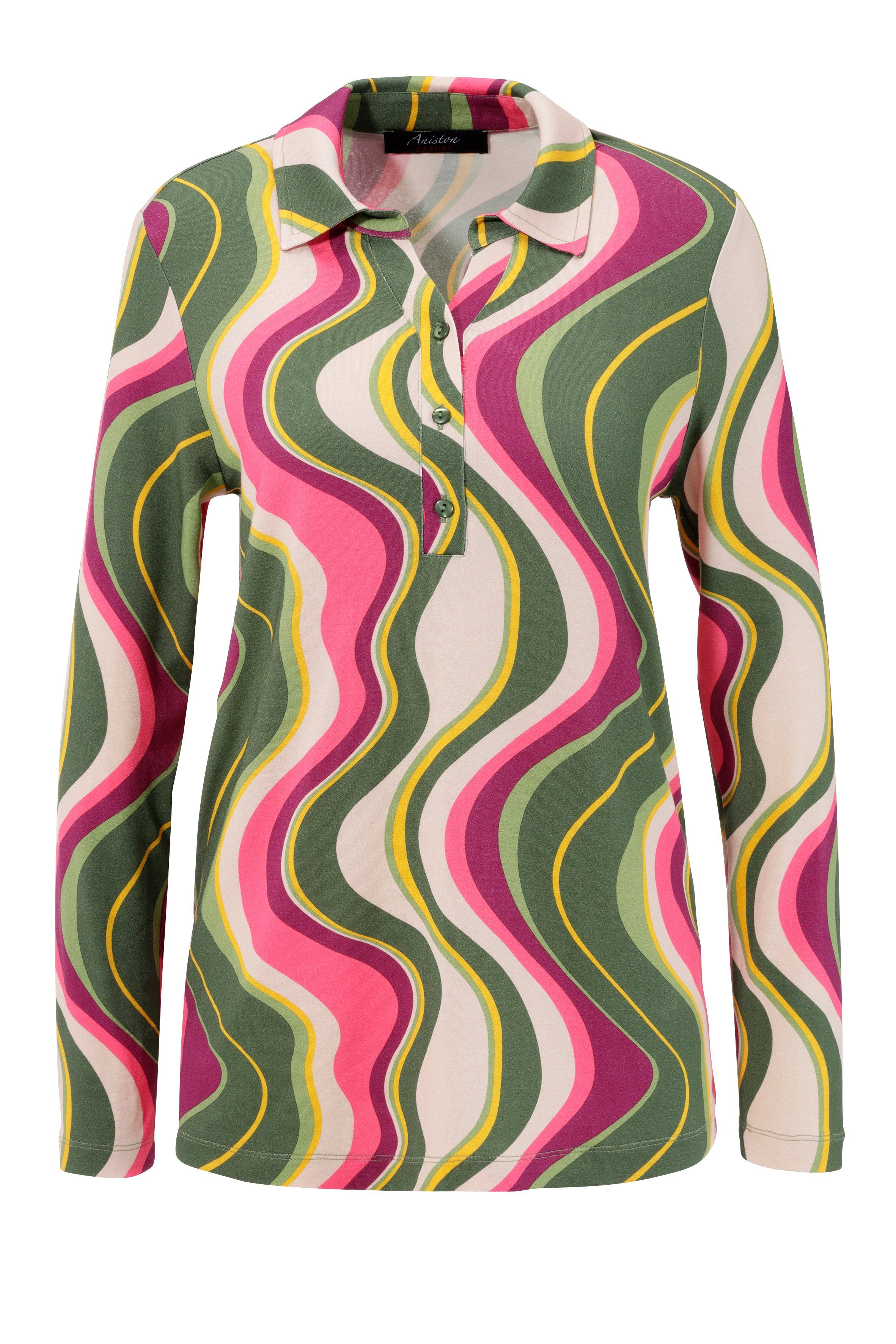 Aniston CASUAL Shirtbluse farbenfrohes Wellenmuster - jedes Teil ein Unikat