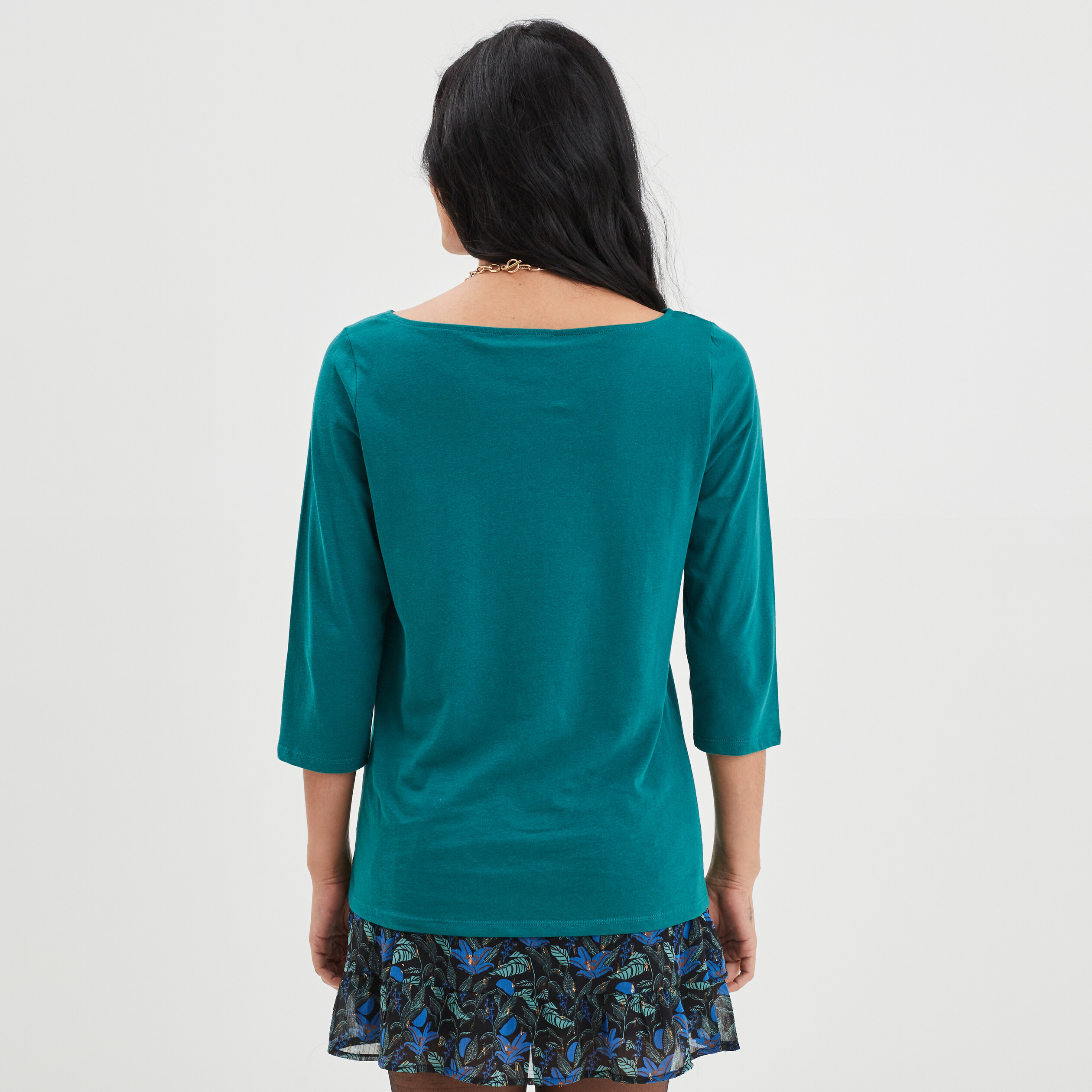 T-shirt col bateau manches 3 4 vert émeraude femme | La Halle