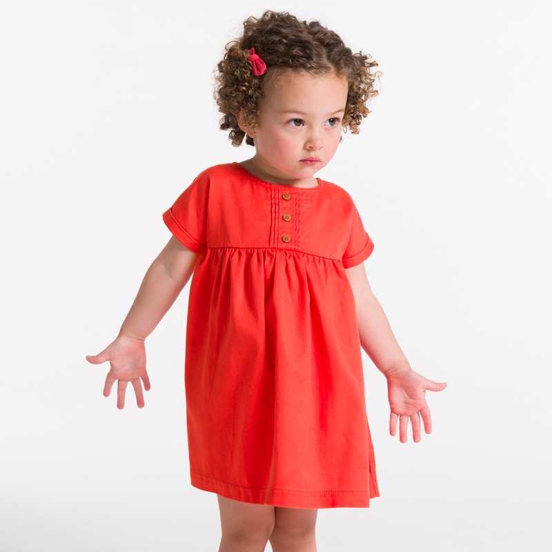 Robe coton fantaisie rouge bébé fille