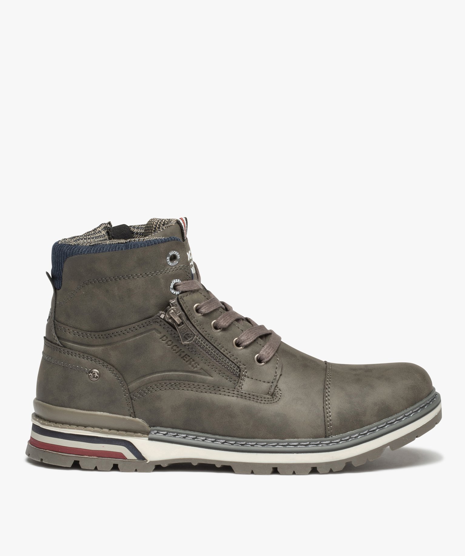 Boots homme unies à lacets et fermeture à zip - Dockers by... gris | GEMO