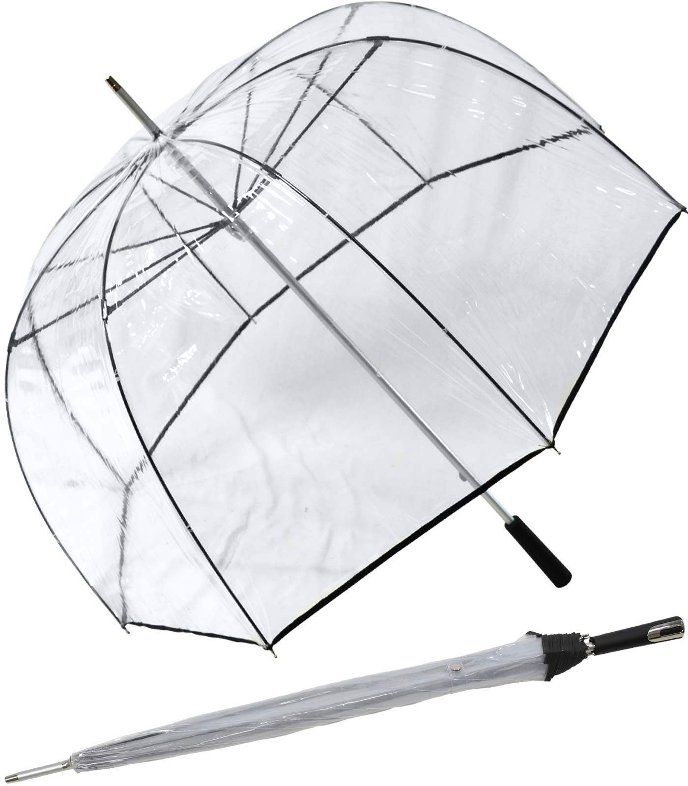 Impliva Langregenschirm Falcone® XL Glockenschirm durchsichtig transparent, extra groß für bequemen Durchblick und eine geschützte Frisur