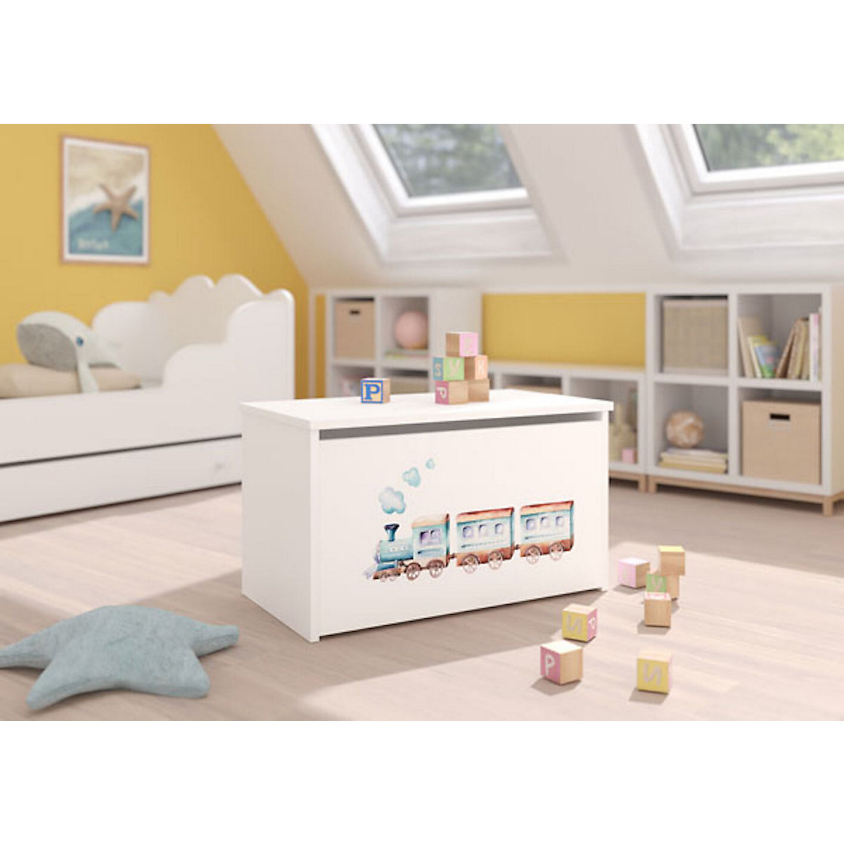 Spielzeugtruhe Sitztruhe Daria 73cm Motiv wählbar mit 1 Klappe