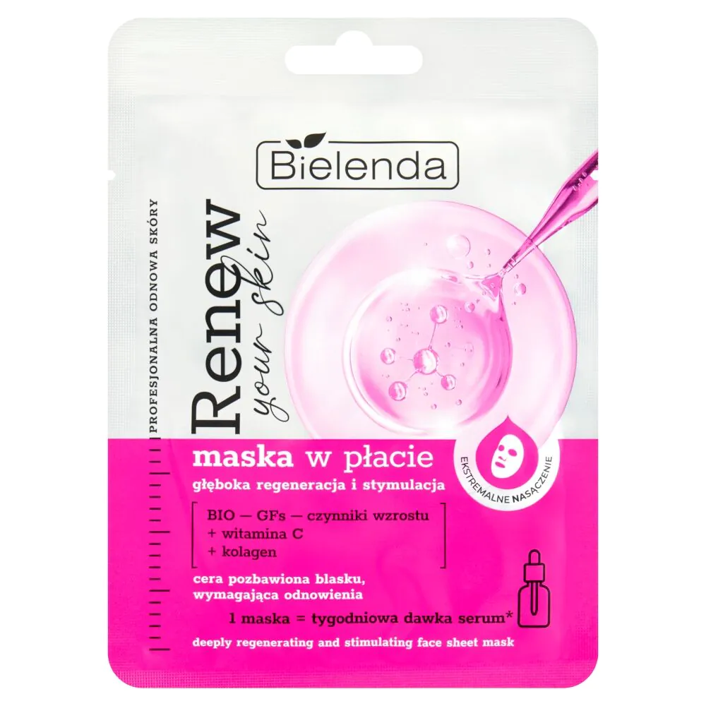 Mascarilla facial Bielenda Renew Your Skin para la regeneración y estimulación profunda de la piel.