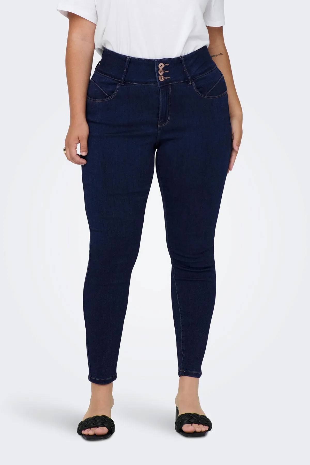 Only Carmakoma  Caranna Hw Sk Ank Dunkelblaue Jeans Noos