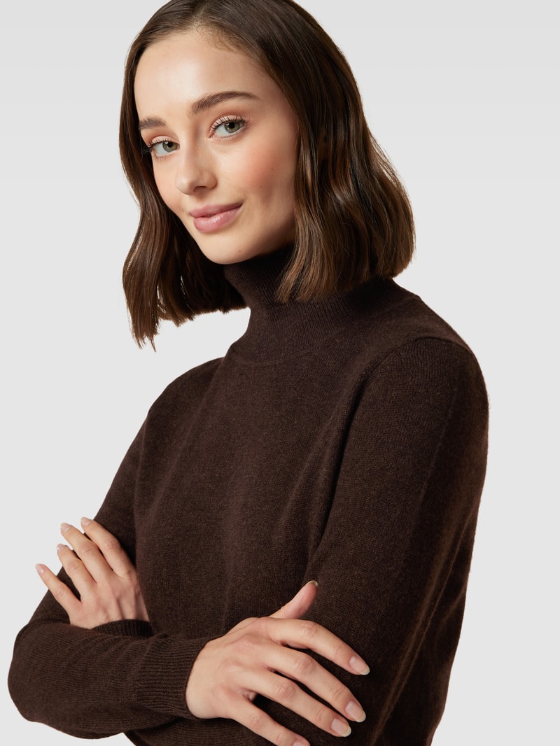 Kaschmirpullover in melierter Optik in schokobraun meliert