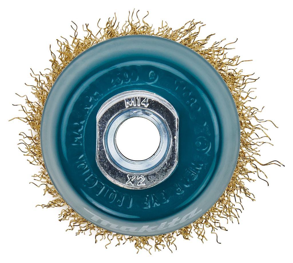 Makita Zubehör D-39746 Topfbürste, gekräuselter, messingbeschichteter Stahldraht, M14 x 60 mm