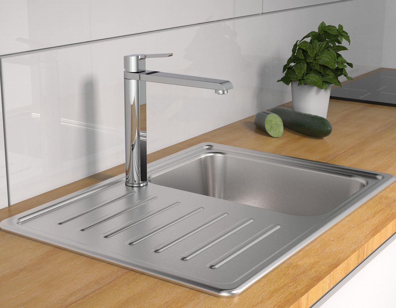 Schütte VITA Spültischarmatur, 360 Grad schwenkbarer Wasserhahn Küche, Küchenarmatur Chrom