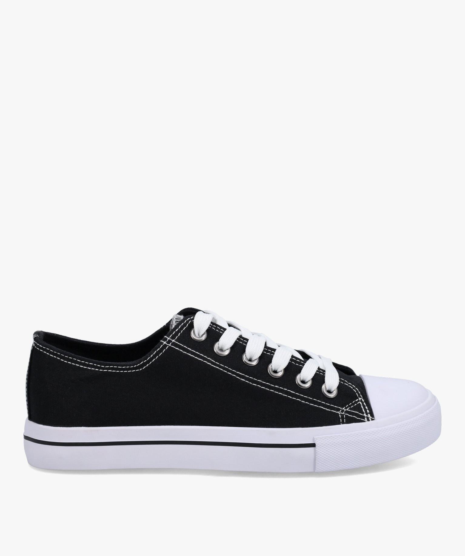 Baskets femme en toile à bout renforcé fermeture lacets noir | GEMO