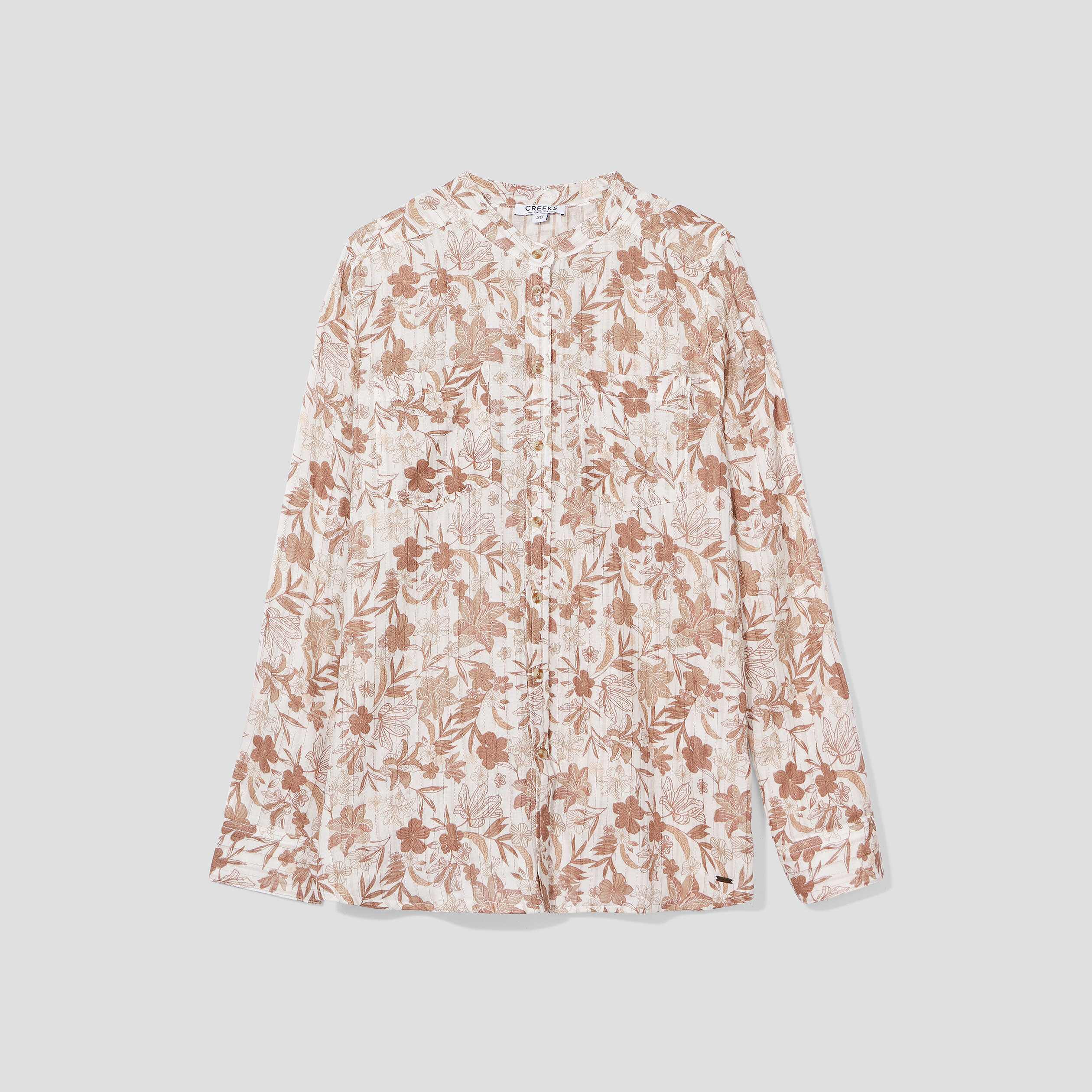 Chemise manches longues col mao creme femme | La Halle