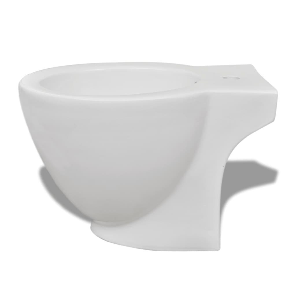 vidaXL Bidet Runder Bidetständer Weiß Hochwertige Keramik
