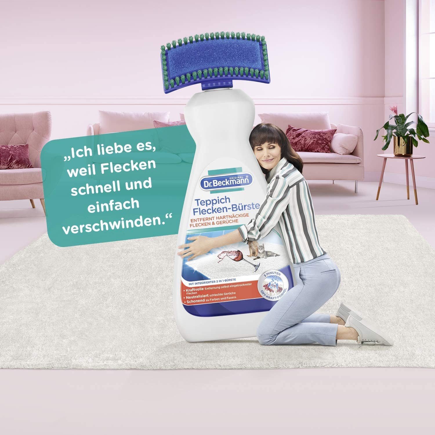 Dr. Beckmann Teppich Flecken-Bürste, hartnäckiger Flecken & Gerüche, 1x 650 ml Polsterreiniger