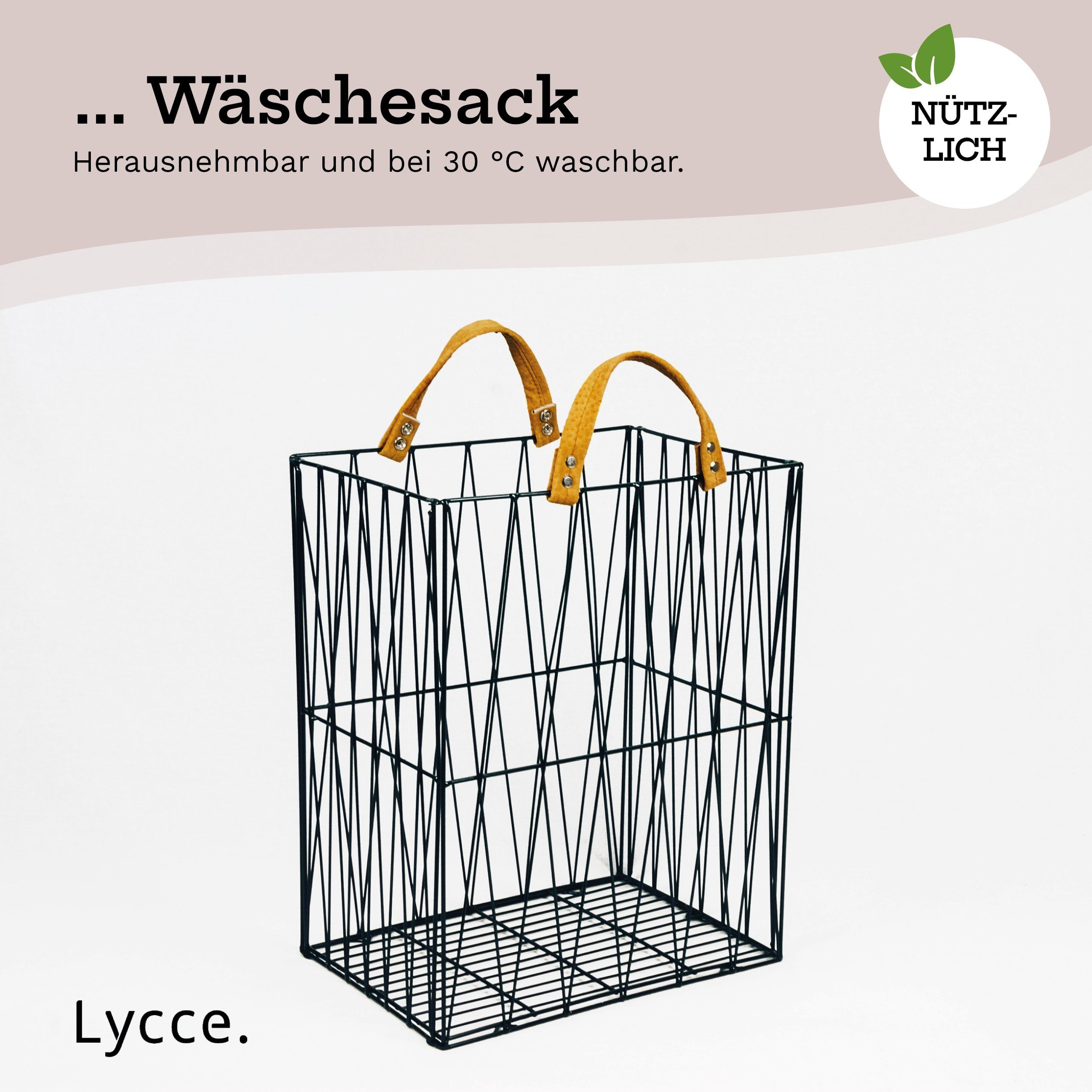 animal-design Wäschebox, 35L aus Metall geflochten, Nischenkorb zusammenklappbar schwarz