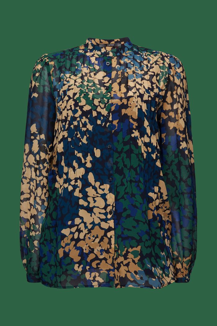 Gemusterte Chiffonbluse mit Plisseefalten