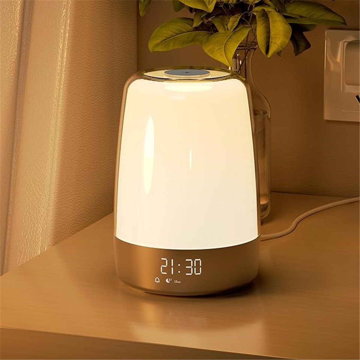 K&B Schlafphasenwecker Touch-RGB-Farbwechsel, dimmbares Weckerlicht mit Timer
