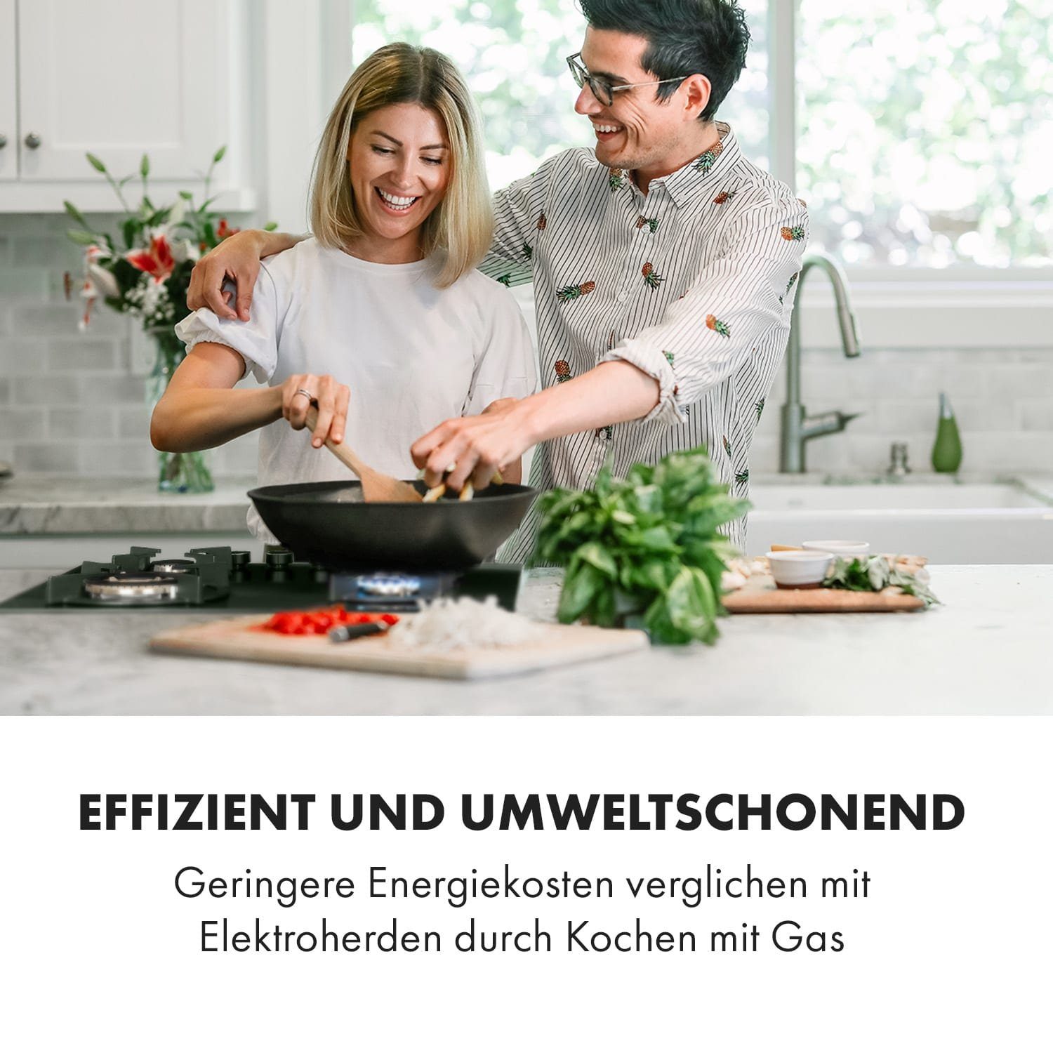Klarstein Gas-Kochfeld Goldflame 4 Gaskochfeld 4-flammig Messing-Brenner Glaskeramik schwarz CP11-Goldflame-4, Einbau Gas Kochfeld Gasherd 4 Platten Kochplatte Einbaukochfeld