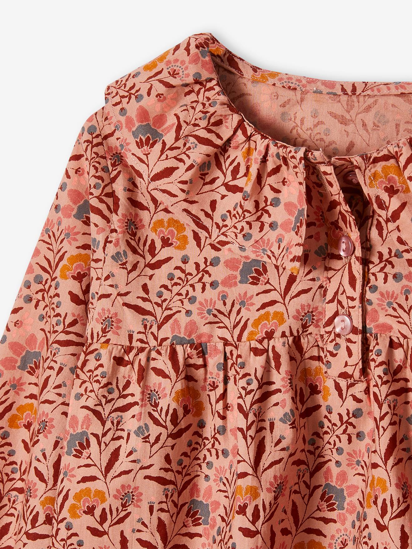Vertbaudet Mädchen Bluse mit Blumen - pfirsich