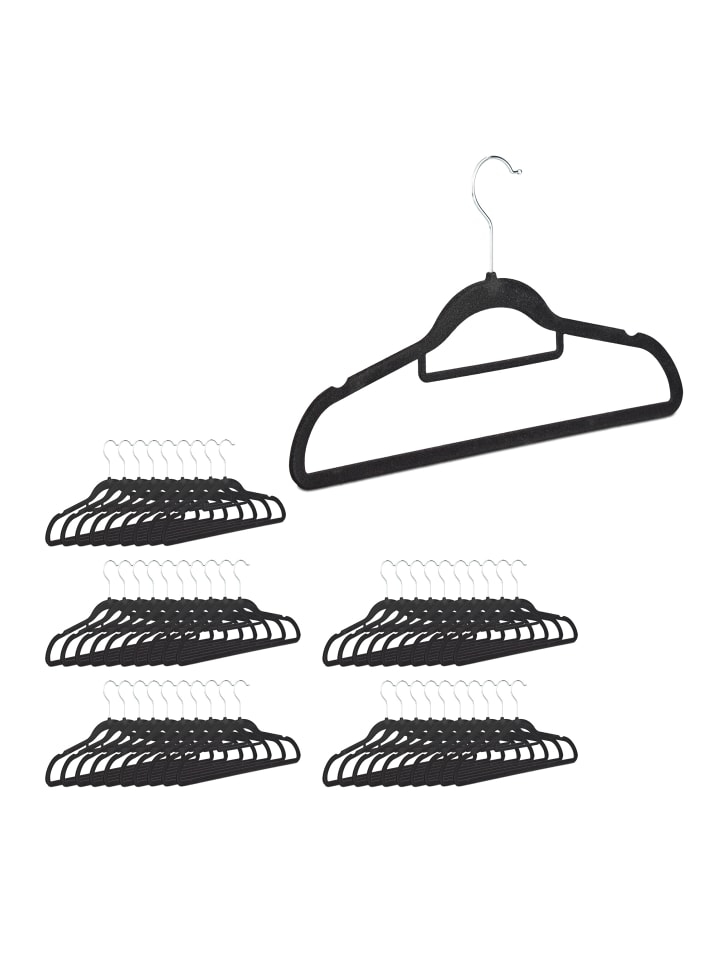 relaxdays 50er Set: Kleiderbügel in Schwarz günstig kaufen onesize