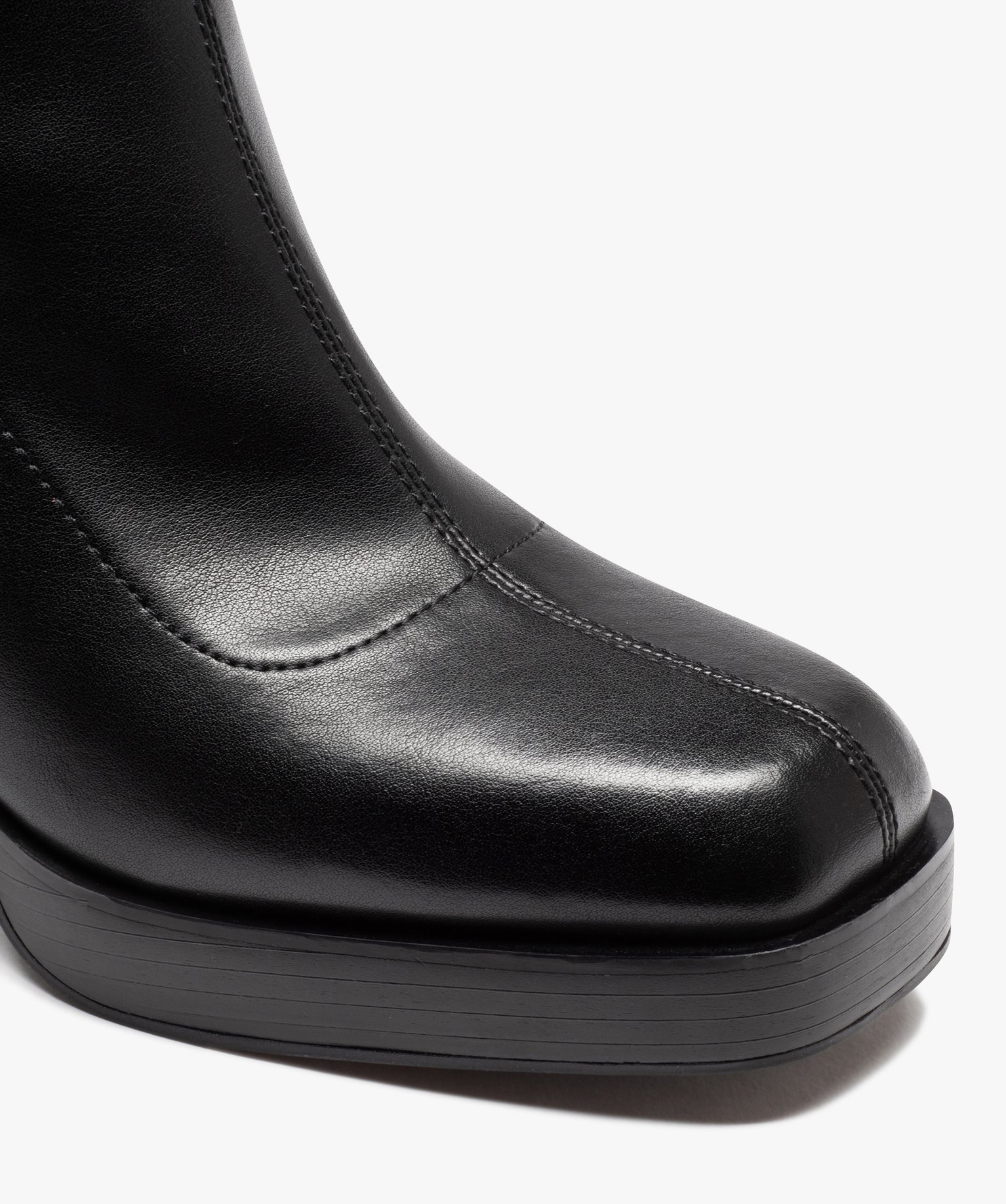 Boots femme unies à talon haut carré avec col stretch noir | GEMO
