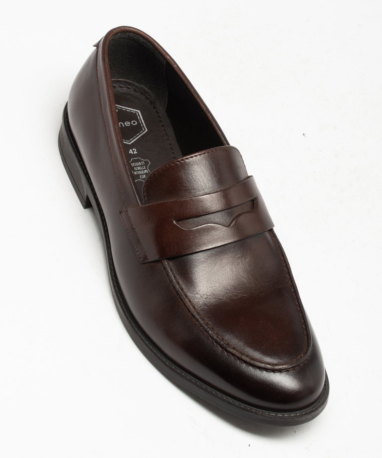 Mocassins dessus cuir homme - Tanéo marron | GEMO