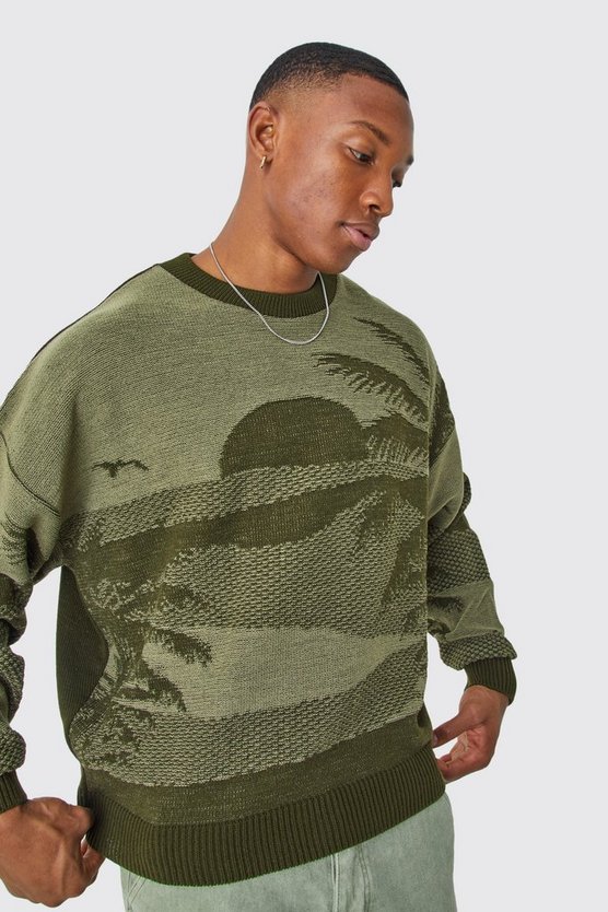 Kastiger Oversize Pullover mit Print