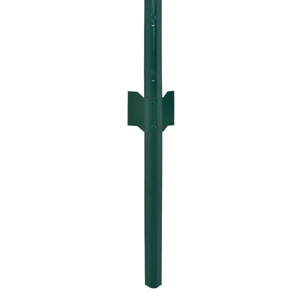 vidaXL Gartenzaun Maschendrahtzaun mit Pfosten Stahl 25 x 0,5 m Grün, (1-St)