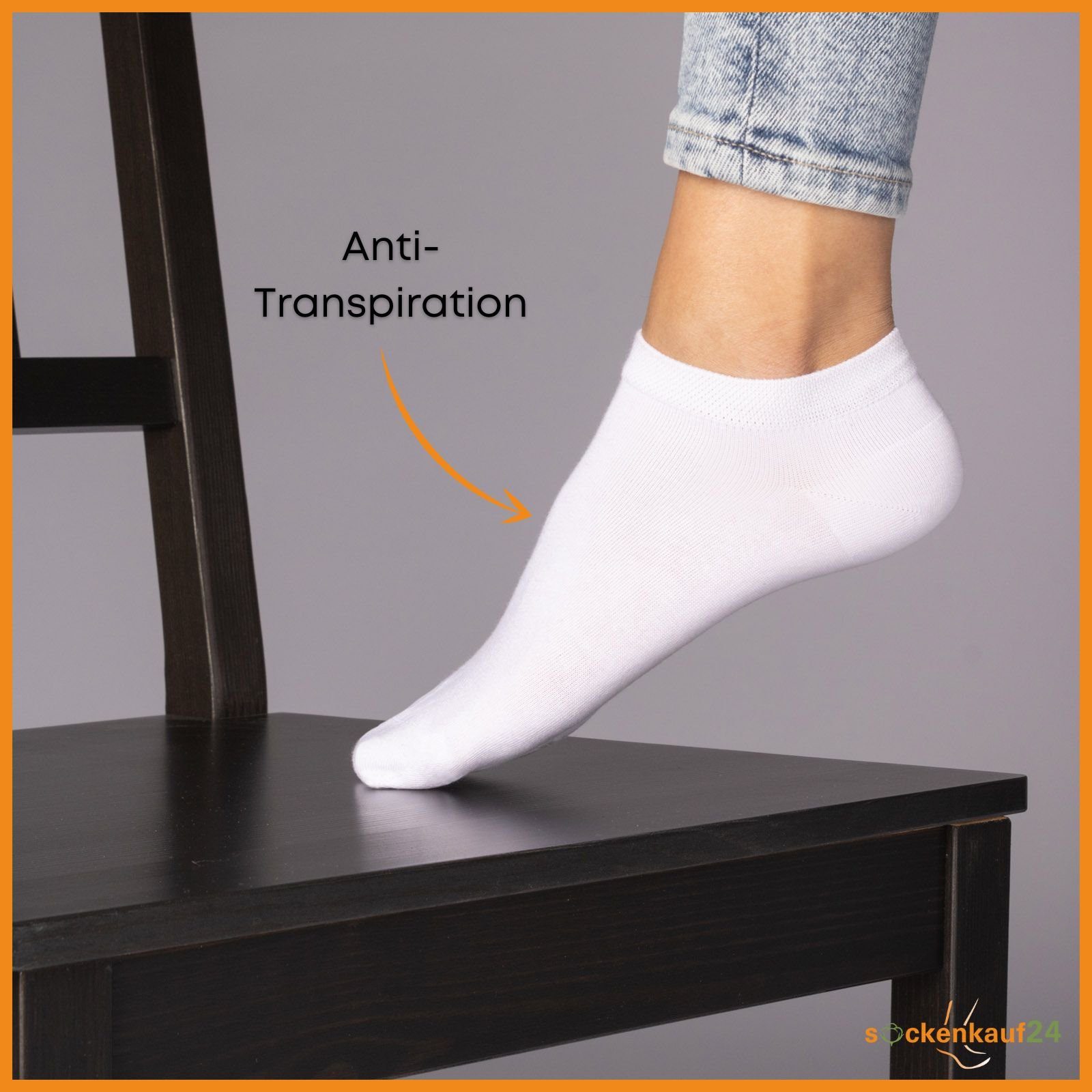 sockenkauf24 Sneakersocken 6 Paar Sneaker Socken Bio Baumwolle Herren & Damen (Schwarz, 43-46) ohne Naht mit Komfortbund - 16399 WP