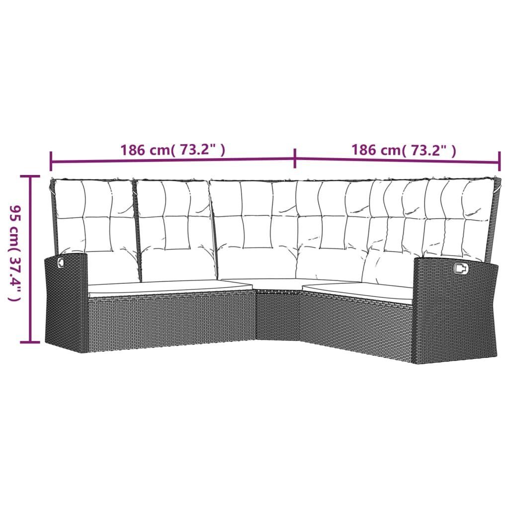 DOTMALL Gartenlounge-Set (4-tlg), mit Ecksofa,Bank,Sessel,Tisch, inkl. Auflagen, Alu/Polyrattan