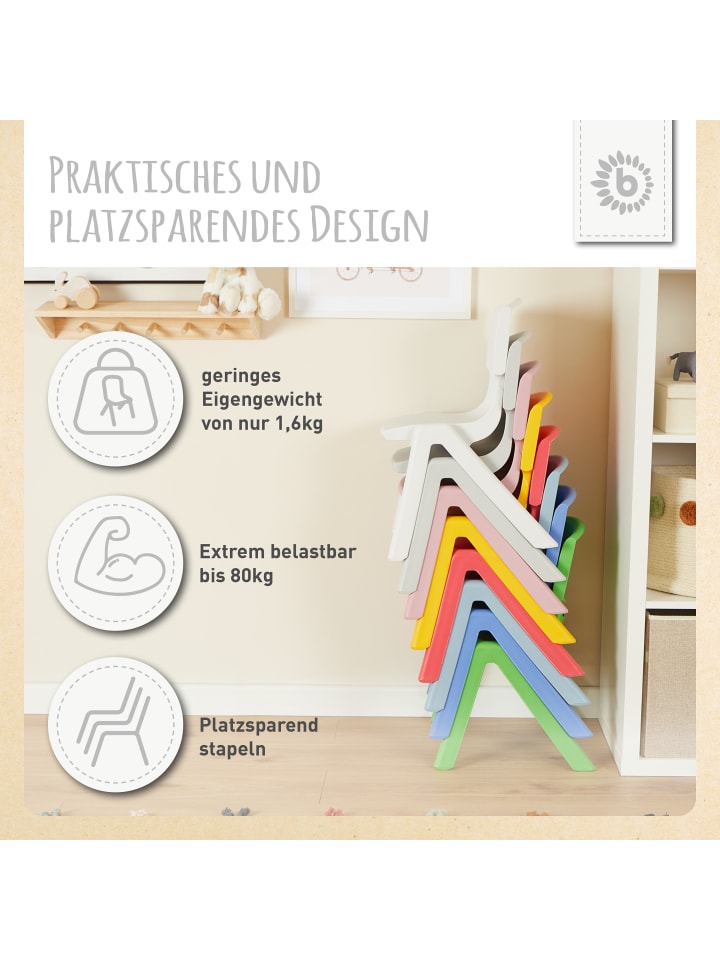 Bieco Spielwaren Kinderstuhl bis 80 kg belastbar in Weiß günstig kaufen onesize