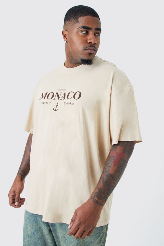 Plus Oversize T-Shirt mit Limited Edition Monaco Print