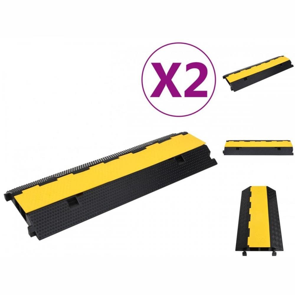 vidaXL Parkschwelle Kabelbrücken mit 2 Kanälen 2 Stk 100 cm Gummi