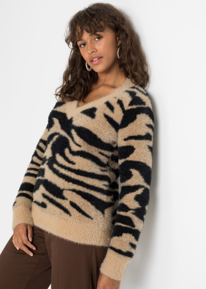 Strickpullover mit Animal-Muster