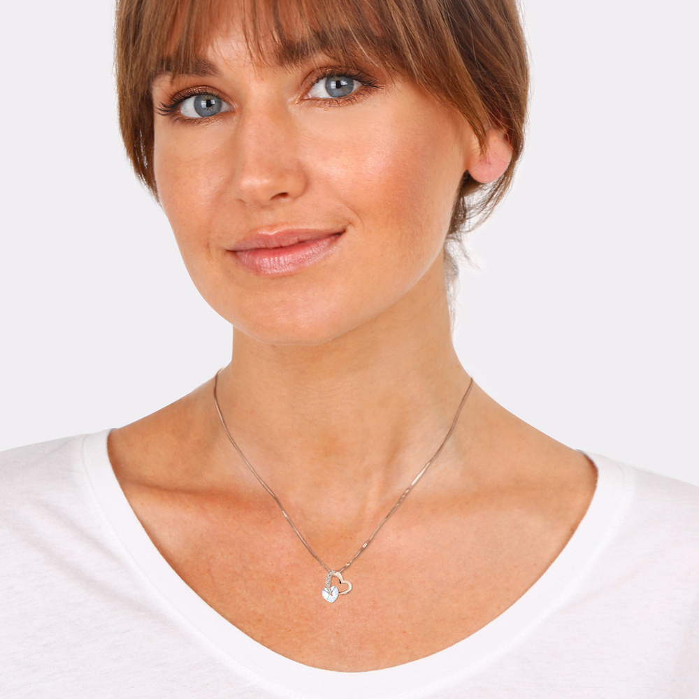 Elli Elli Collier Femme Coeur avec Cristal  en Argent Sterling 925 collier
