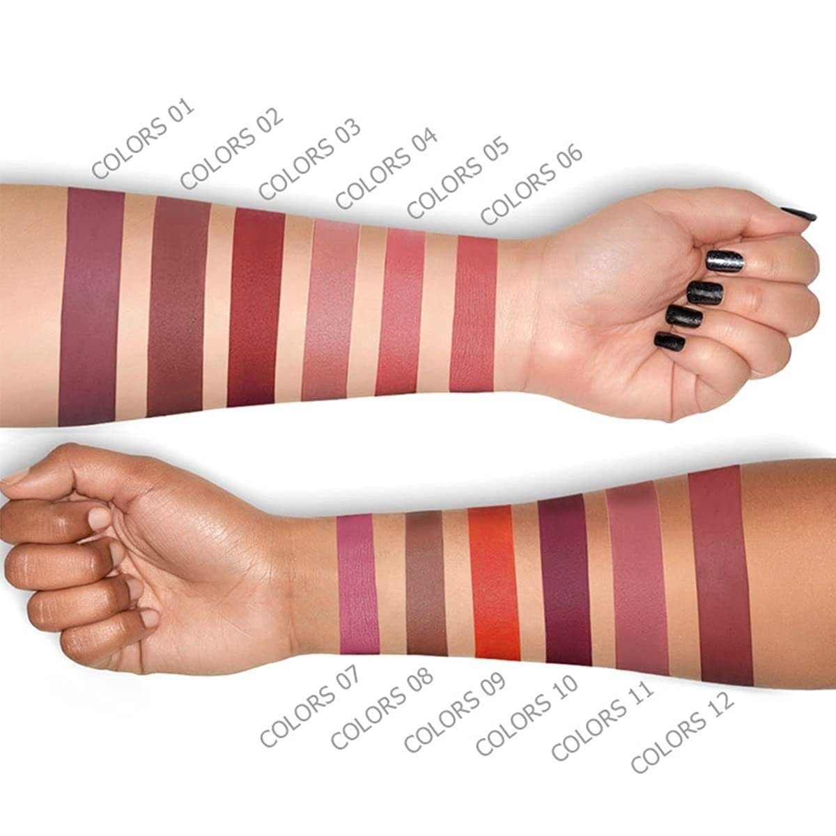 POCHUMIDUU Lippenstift-Set 12-teiliges Lippenstift-Set,flüssiger Lipgloss, samtiger Lippenstift