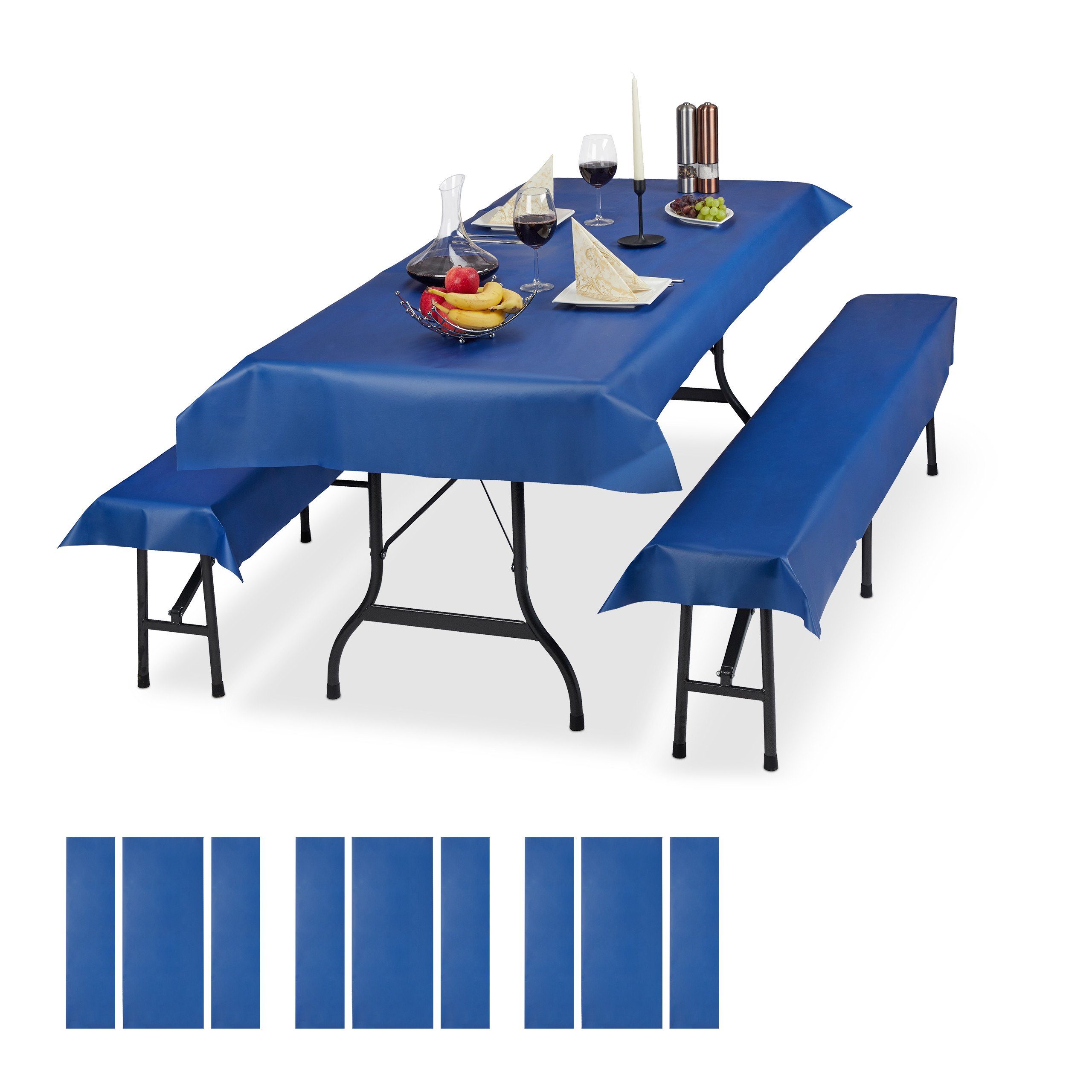 relaxdays Bierzeltgarnitur 12x Bierzeltgarnitur Auflage blau