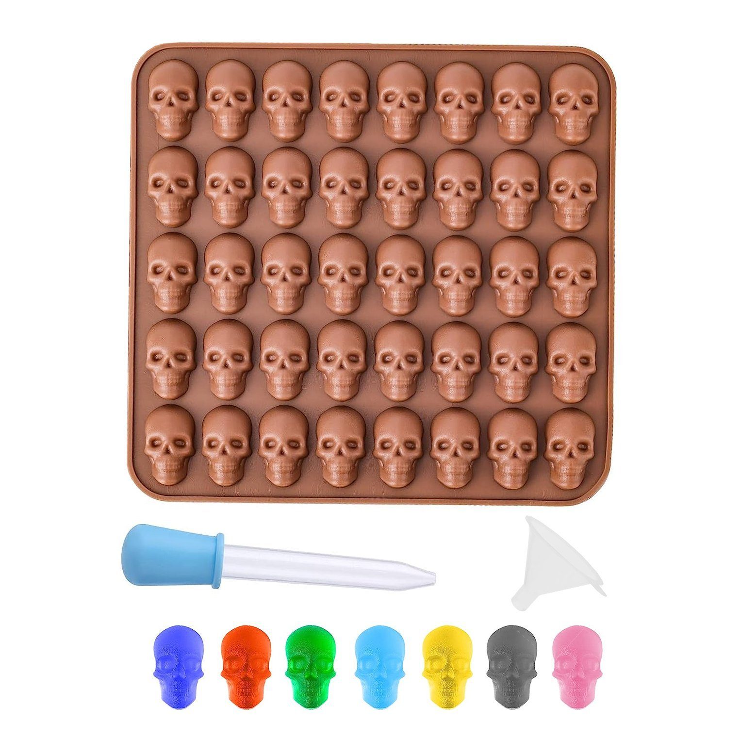 Metamorph Pralinenform Mini Totenkopf Silikonform 40-fach, (1-tlg)