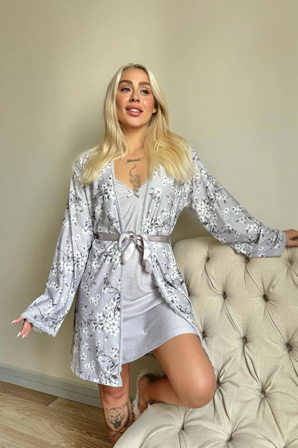 Pijamaevi  Pyjama set - Grau - Unifarben