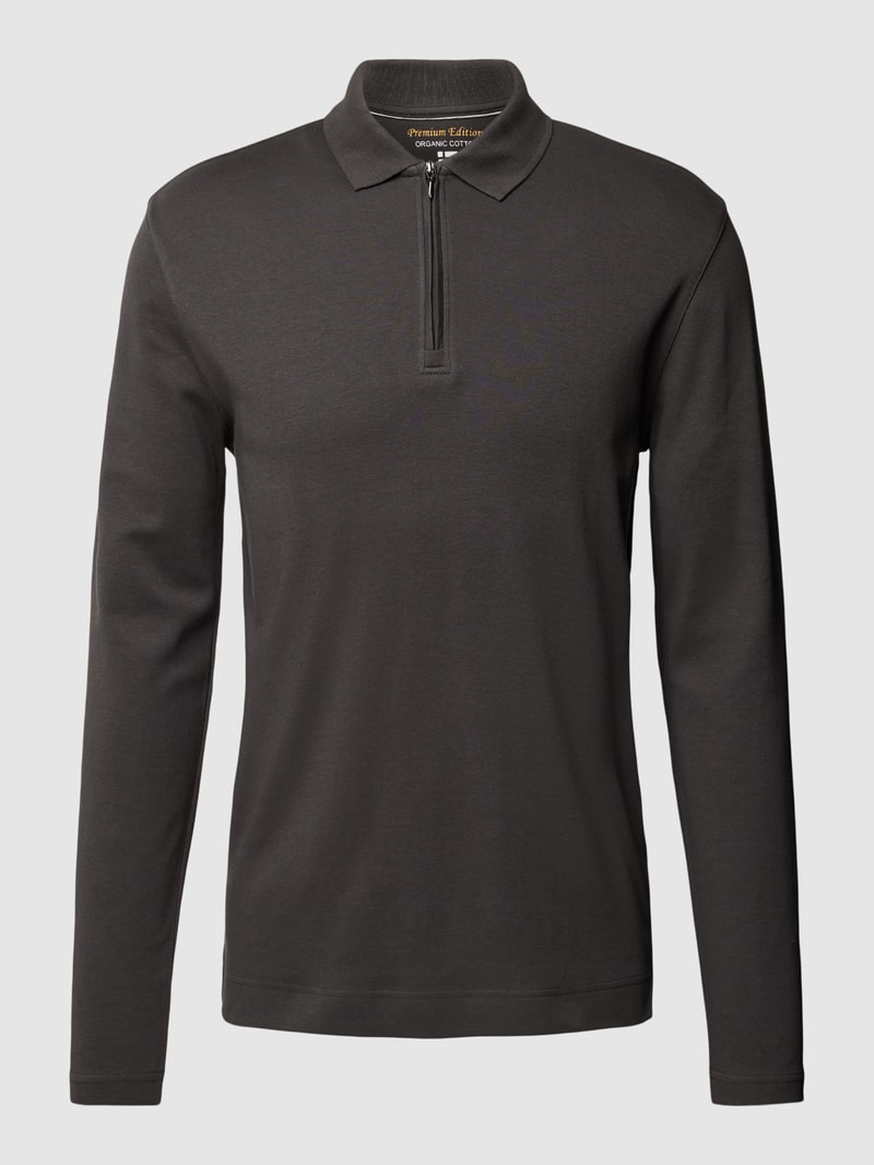 Poloshirt mit kurzerm Reißverschluss in anthrazit