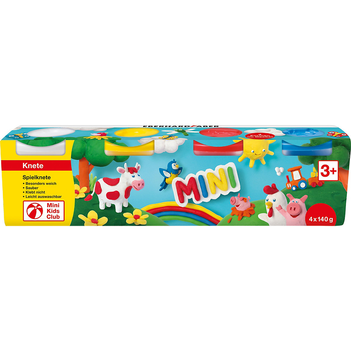 Mini Kids Spielknete Basisfarben, 4 x 140 g