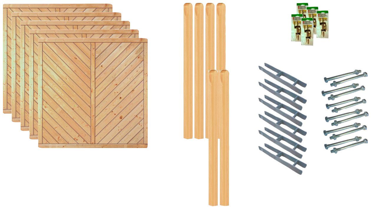 Tetzner & Jentzsch Dichtzaun Chicago 3, (Set), 5 Elemente, LxH: 954x180 cm