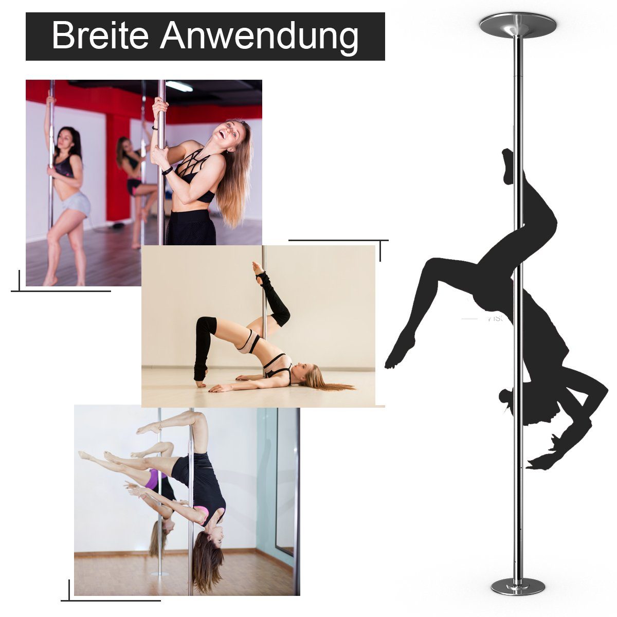 COSTWAY Trainingsstation Profi Tanzstang, höhenverstellbar, bis 200kg