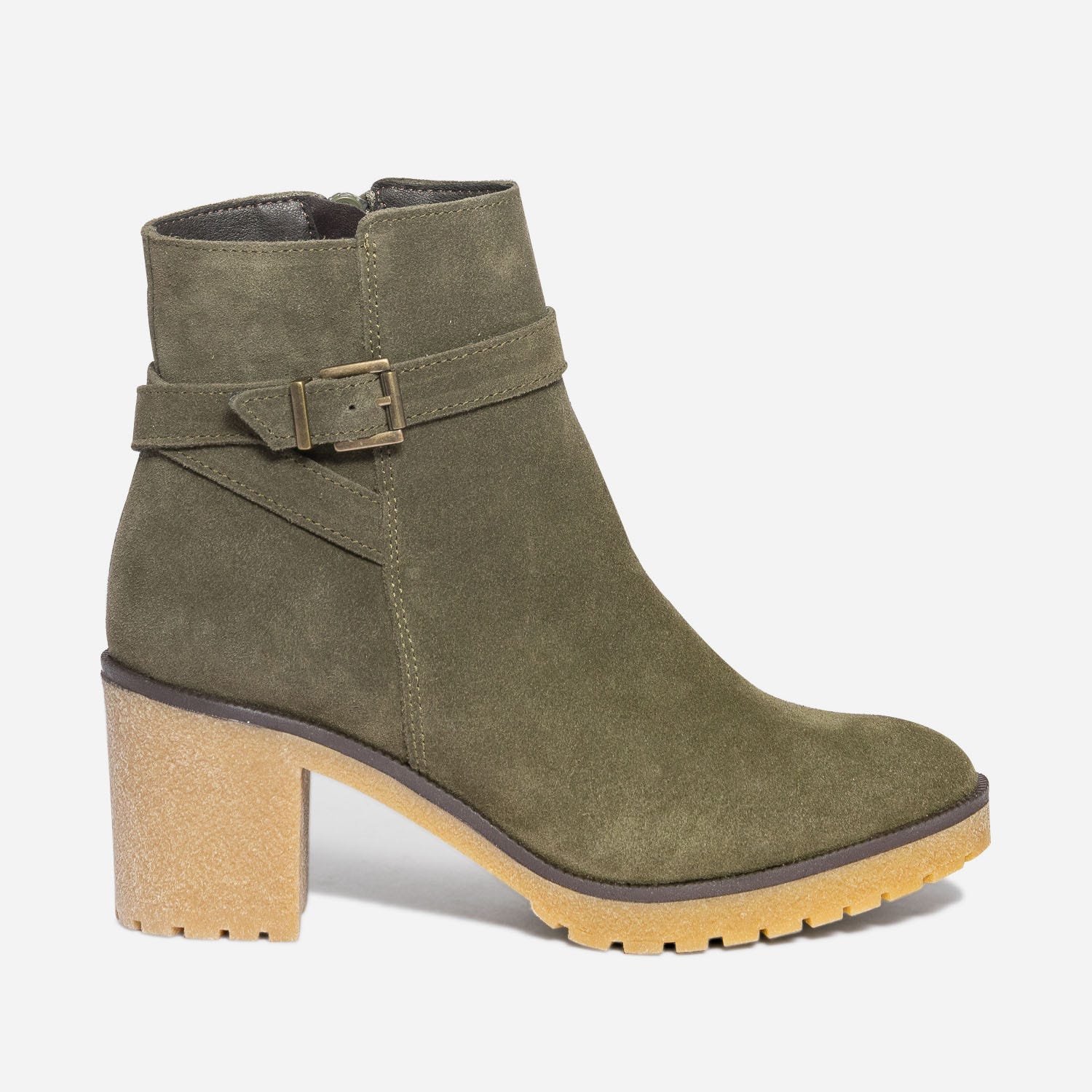 Boots TEXTO kaki éco-conçu en cuir velours