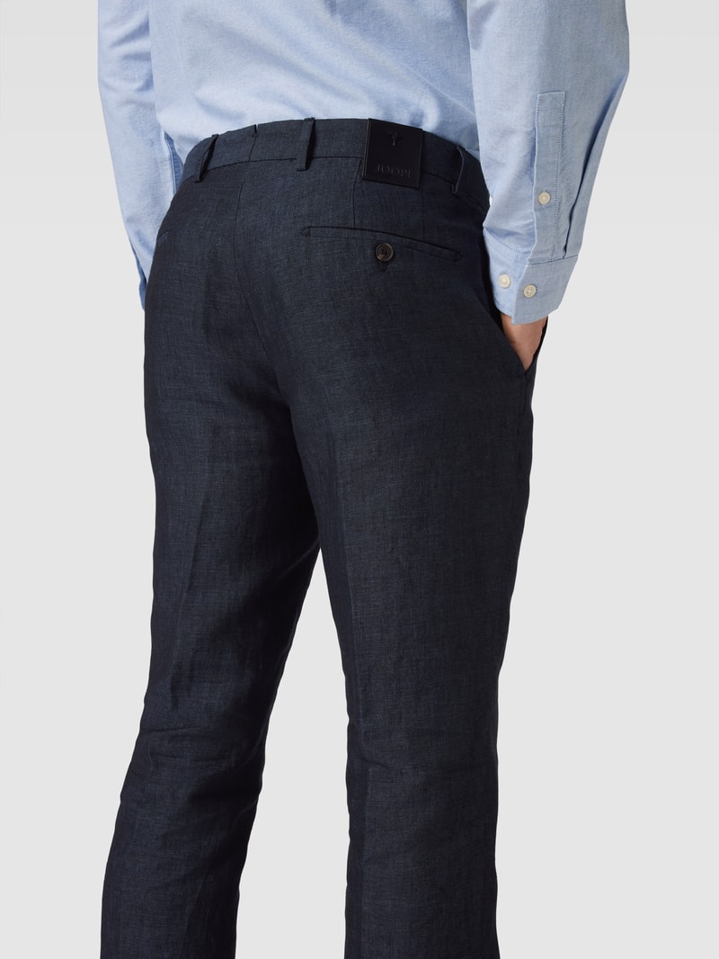 Leinenhose in melierter Optik in dunkelblau